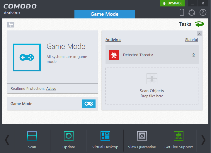 screenshot of Comodo antivirus game mode